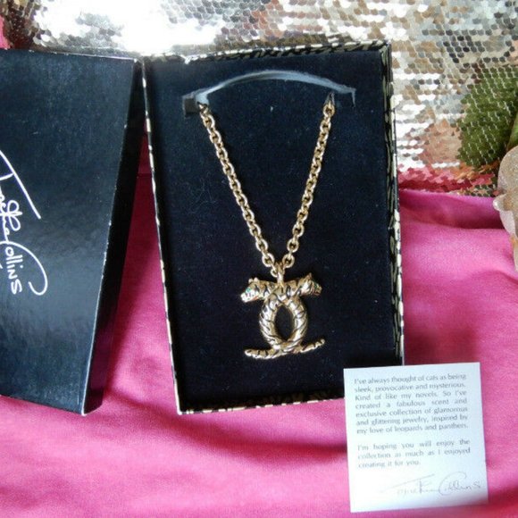 VTG.NIB JC JACKIE COLLINS GOLD PANTHER NECKLACE - Picture 1 of 13